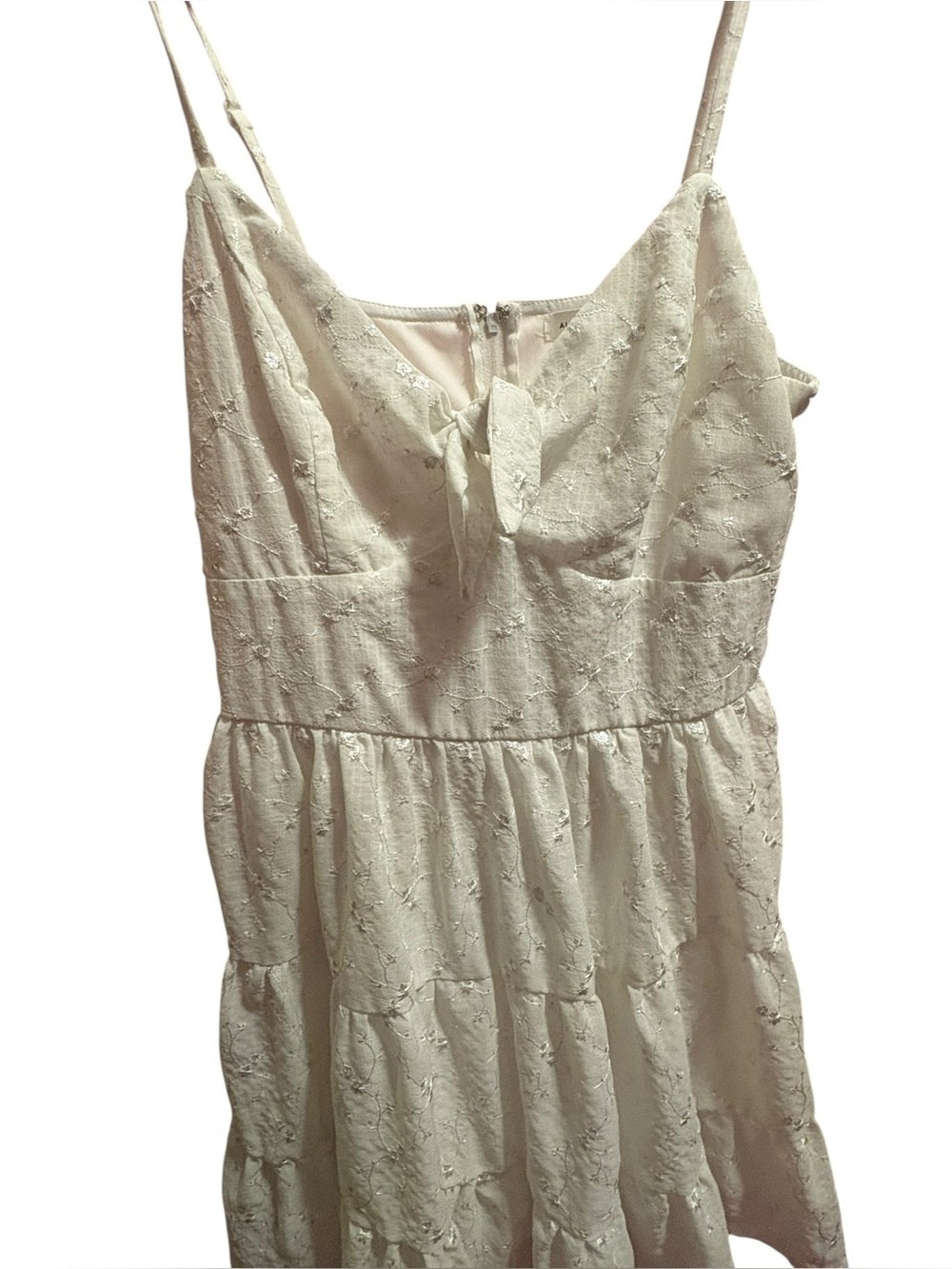 Altar'd State White Eyelet Tiered Midi Dress